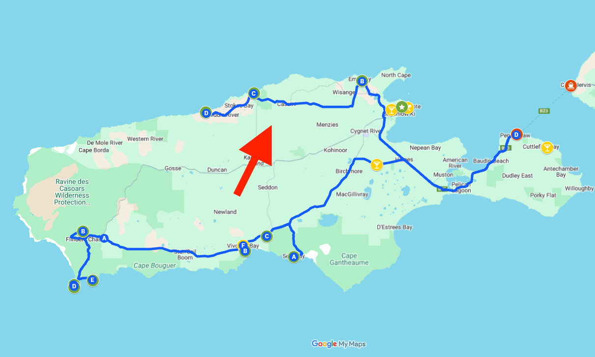 North Coast Kangaroo Island Map
