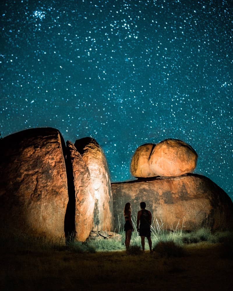 Star-gazing at Devils Marbles in Northern Territory, Australia