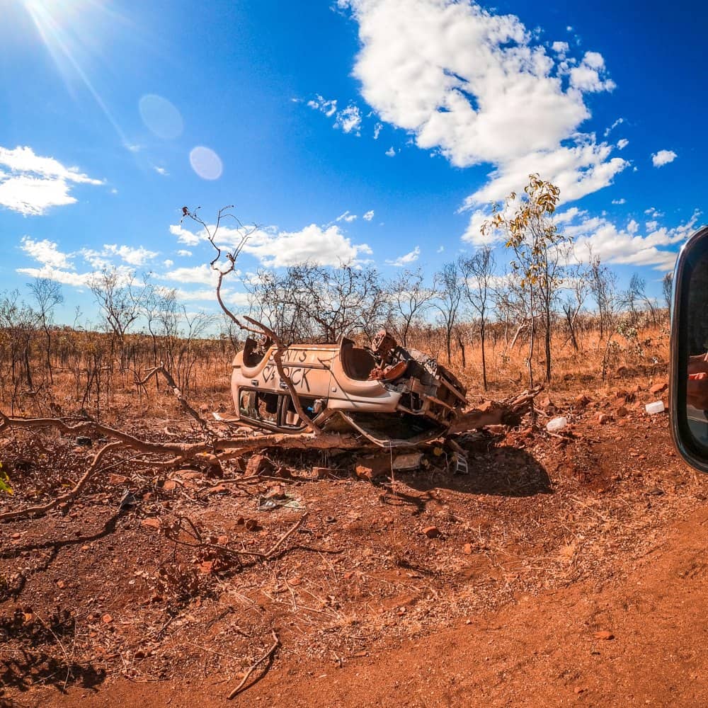 Car roll over on the Gibb River Road, Western Australia