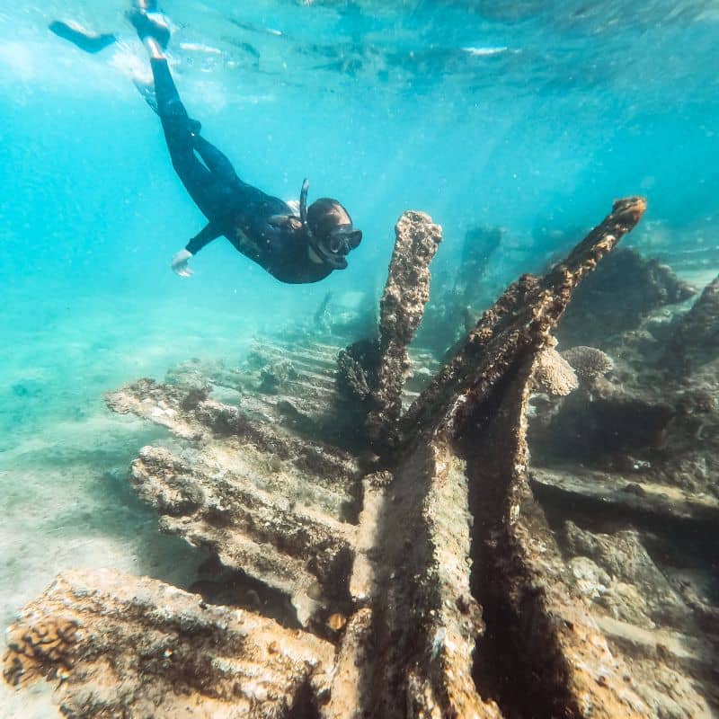 Wreck of S.S. Mildura in Exmouth, Western Australia. An awesome place to snorkel free of charge. 