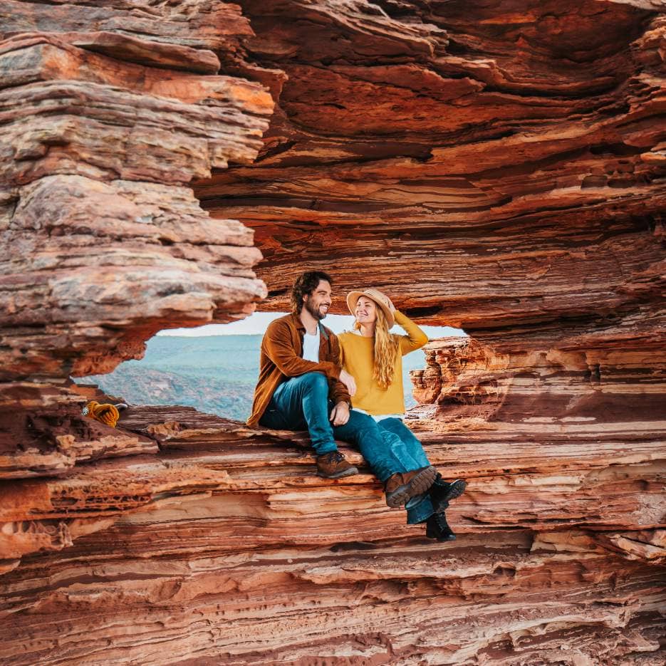 Chris and Bec from Salt and Charcoal. Enjoying the view from Natures Window, Kalbarri