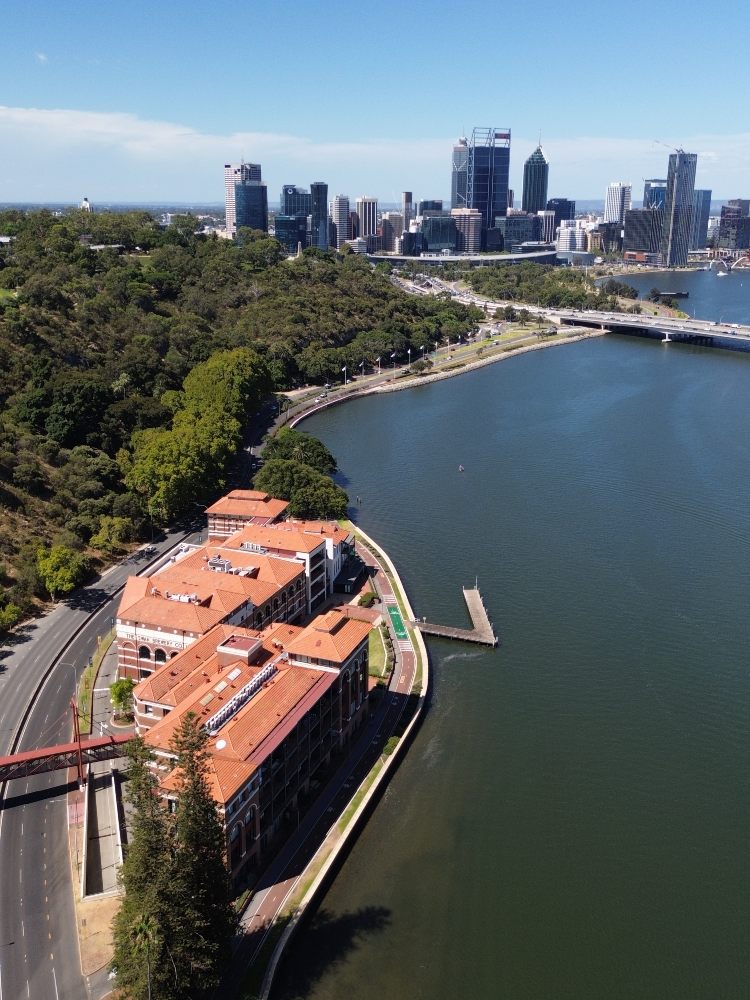 Swam Brewery in Perth, Western Australia. Photo from a drone. 