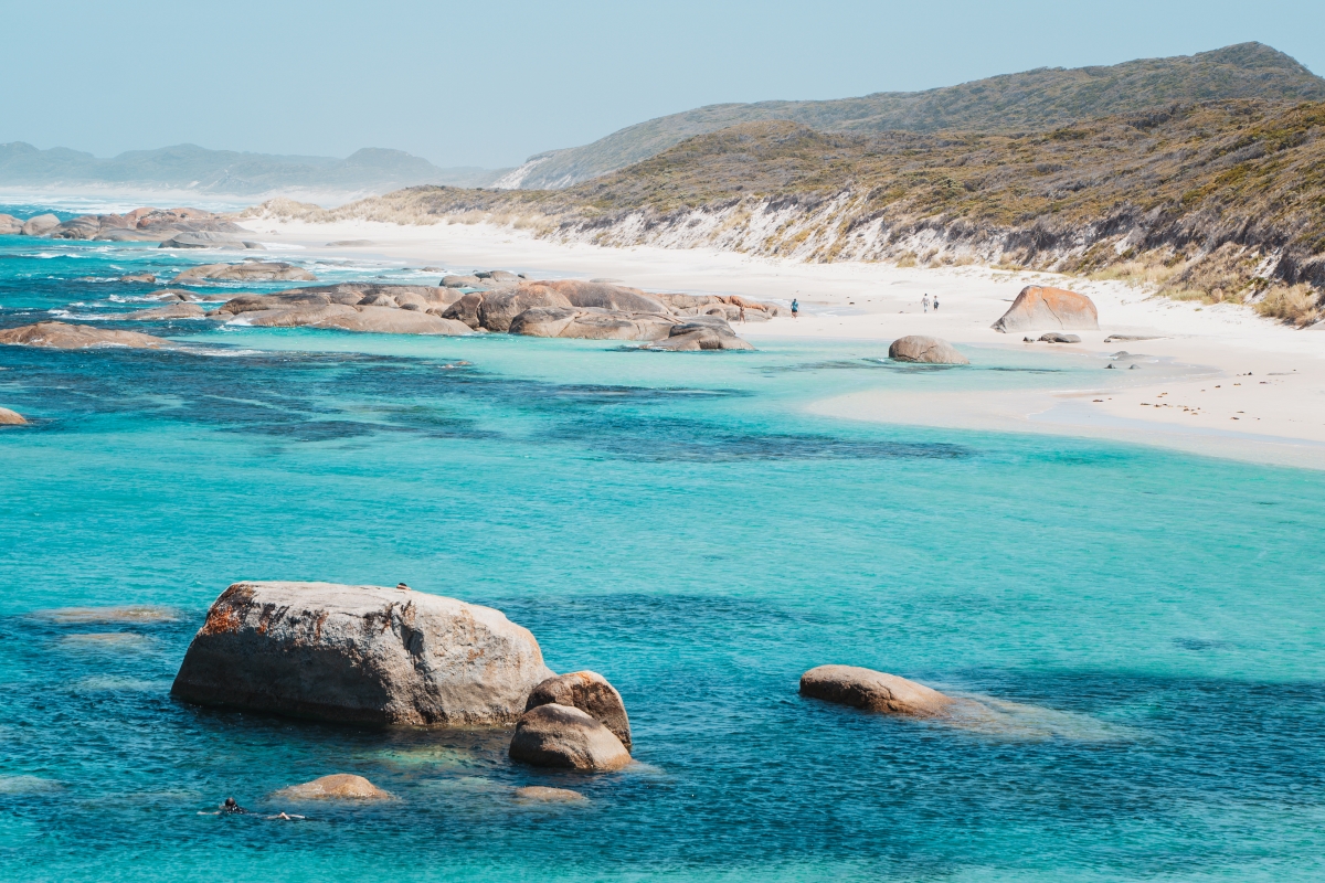turquoise beach white sand coastline and elephant rocks of denmark western australia