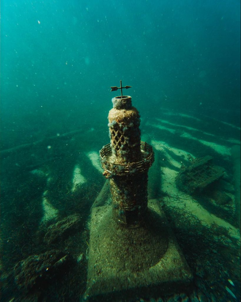 Underwater sculpture seen by snorkelling the busselton jetty, western australia