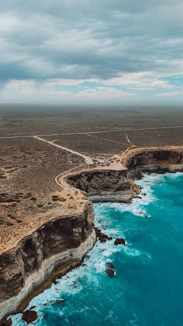 Aerial views of the Bunda Cliffs, part of any Nullarbor road trip