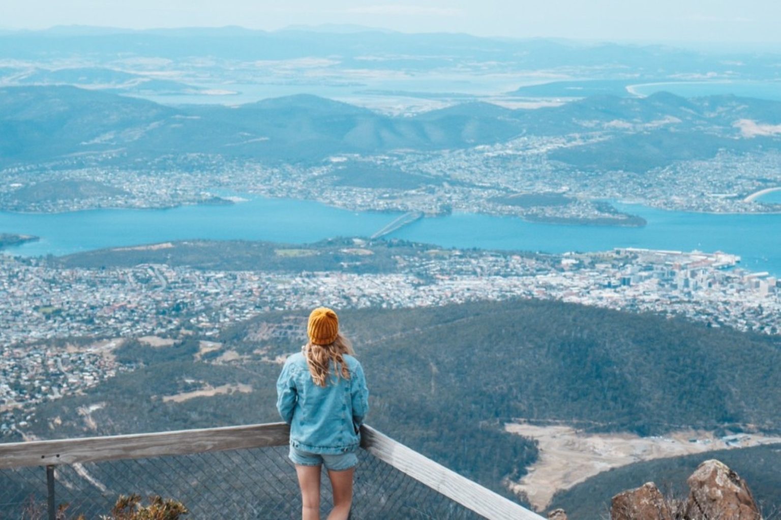 The view over Hobart and the Derwent from the summit of kunanyi / Mount Wellington